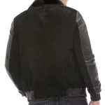 Men’s Black Suede Leather Bomber Jacket With Fur Collar