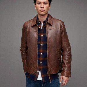 Men's Brown Washed Leather Jacket