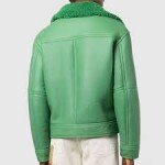 Aviator Shearling Green Leather Jacket