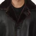 Chandler Mens Shearling Lined 3 4 Length Leather Coat Black