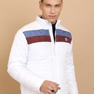 Colourblocked Stand Collar Puffer Jacket