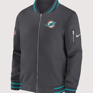 Miami Dolphins Anthracite Coach Bomber Jacket