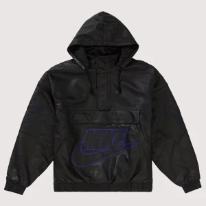 Nike x Supreme Black Leather Bomber Jacket