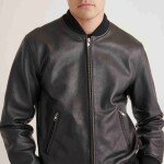 Men Leather Bomber Black Jacket