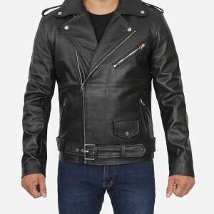 Moto Belted Leather Biker Jacket