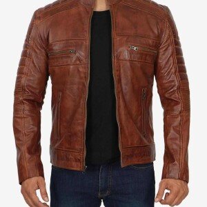 Men’s Brown Cafe Racer Leather Jacket