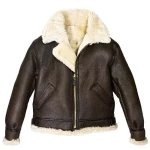 B3 Bomber Aviator A2 WWII Air Force Real Sheepskin Brown Genuine Leather Jacket