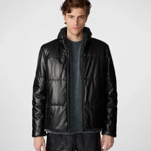 Two Sided Reversable Puffer Jacket With Faux Sherpa Jacket