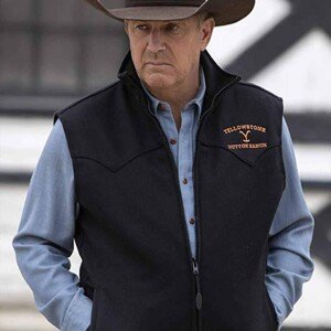 Kevin Costner Yellowstone John Dutton Black Cotton Vest
