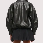 Abercrombie Bubble Hem Vegan Leather Bomber Jacket