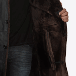 Chandler Mens Shearling Lined 3 4 Length Leather Coat Black