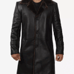 Chandler Mens Shearling Lined 3 4 Length Leather Coat Black