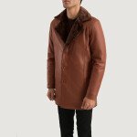Cinnamon Distressed Leather Fur Coat