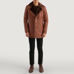 Cinnamon Distressed Leather Fur Coat