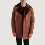 Cinnamon Distressed Leather Fur Coat