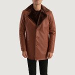 Cinnamon Distressed Leather Fur Coat