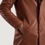 Cinnamon Distressed Leather Fur Coat
