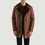 Cinnamon Distressed Leather Fur Coat