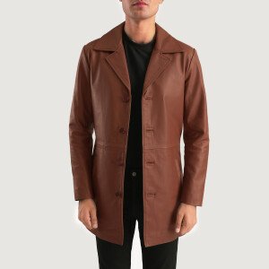 Mens Classmith Brown Leather Coat