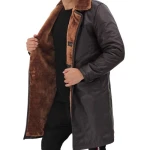 Turlock Mens Dark Brown 3/4 Length Shearling Coat