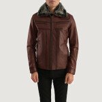 Mens Fur Brown Leather Jacket