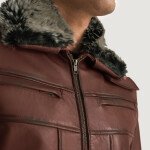 Mens Fur Brown Leather Jacket