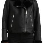 Faux Leather Moto Jacket with Faux Shearling Lining