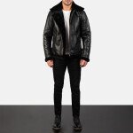 Francis B-3 Black Leather Bomber Jacket