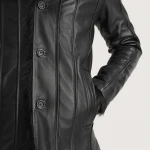 Furcliff Black Leather Coat