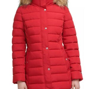Women’s Red Fur Hooded Parka Jacket