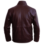 Men Distressed Maroon Red Vintage Genuine Leather Jacket With Front Zipper Closure