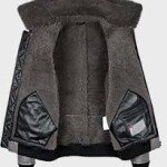 Men’s B2 Grey Leather Shearling Jacket