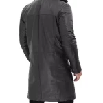 Men's Black Shearling Leather Coat - 3/4 Length