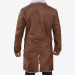 Men's 3/4 Length Distressed Brown Sherpa Leather Coat