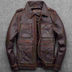 Men's Premium Brown Cowhide Biker Jacket