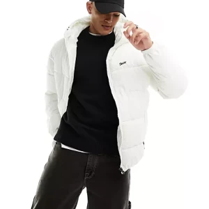 Mens Puffer Jacket With Hood in White