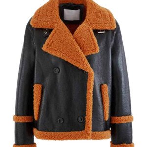 Women's Shearling Sheepskin Black Bomber Jacket