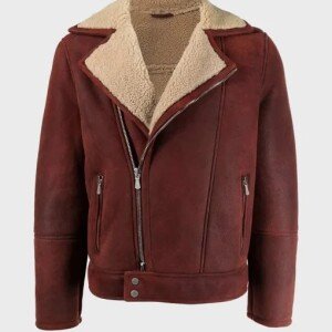 Men’s Aviator Burgundy Leather Jacket