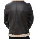 Mens Shearling Dark Brown Leather Bomber Jacket
