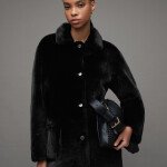 Womens 2-In-1 Reversible Shearling Coat