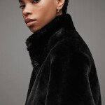 Womens 2-In-1 Reversible Shearling Coat