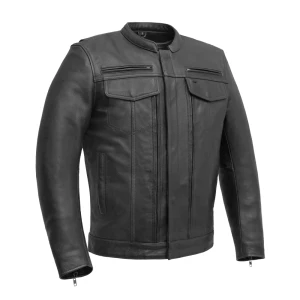 Men's Black Leather Motorcyle Jacket