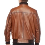 Tan Brown Leather Bomber Jacket