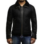 Men’s Aviator Black B3 World War2 Real Shearling Sheepskin Flying Jacket