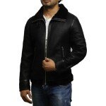 Men’s Aviator Black B3 World War2 Real Shearling Sheepskin Flying Jacket