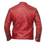 Men’s Red Quilted Cafe Racer Biker Leather Jacket