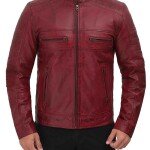 Men’s Maroon Leather Biker Jacket