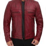 Men’s Maroon Leather Biker Jacket