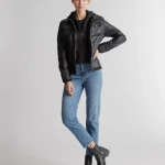 100% Leather Jacket with Hood