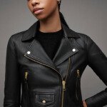 Elora Cropped Leather Biker Jacket